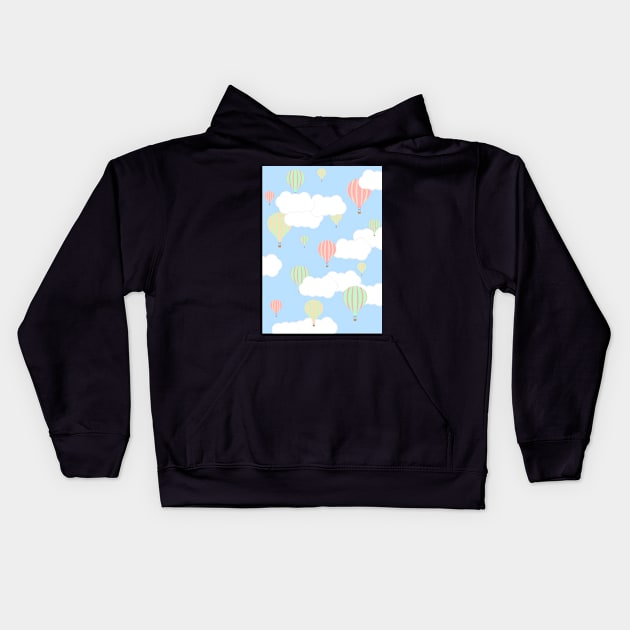 Hot Air Balloon In the Sky Kids Hoodie by Eliza-Grace